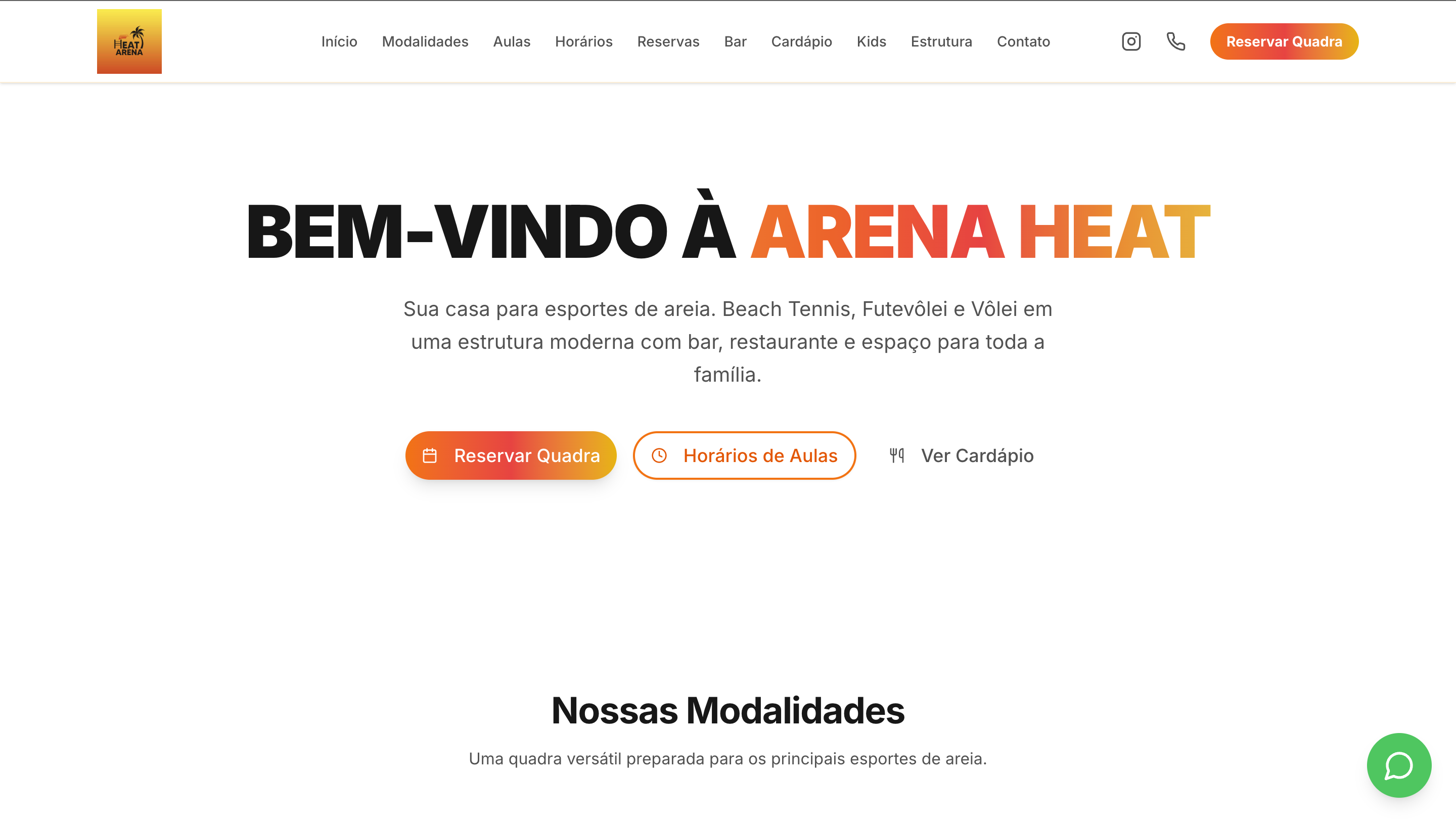 Captura de tela do site Quadra Esportiva