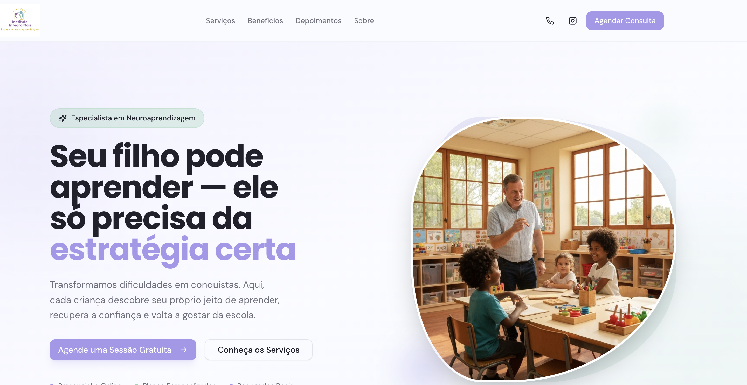 Captura de tela do site Psicopedagogia